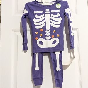 Carters Halloween PJs Pajama Set Glow in the Dark Skeleton Bones Candy Corn